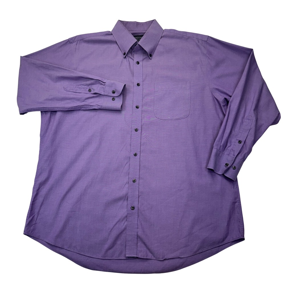 Nordstrom Mens Shop Non-Iron Cotton Button Down Shirt Purple 17 34 Traditional